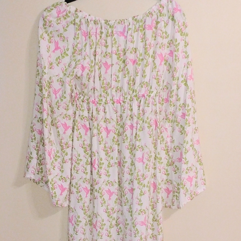 boho dress | hummingbird print flowy dress